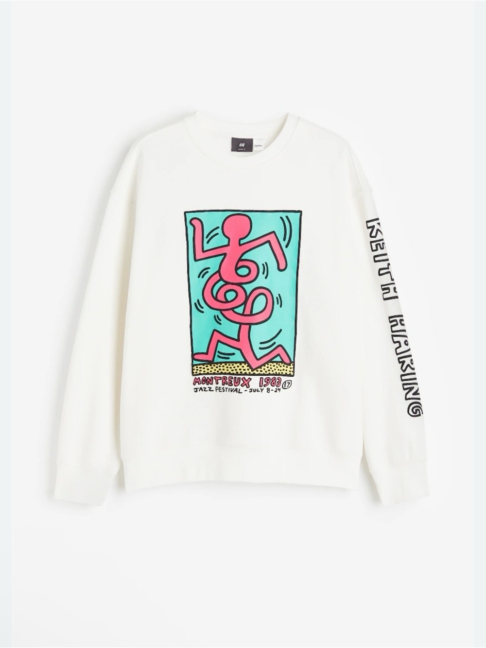 H&M Crewneck Sweatshirt with Pink & Teal Graphic "Montreux Jazz Festival 1983" M - Picture 1 of 14
